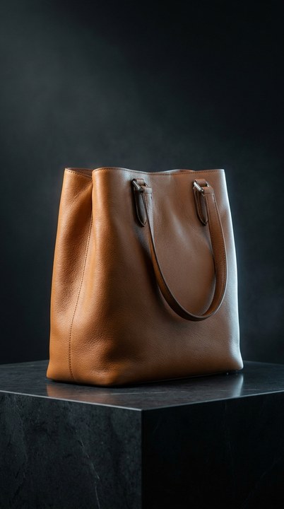 Finished leather tote campaign image